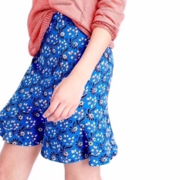 J. Crew Dresses & Skirts - J. Crew Women's Size 12 Skirt Blue Floral Flounce Hem